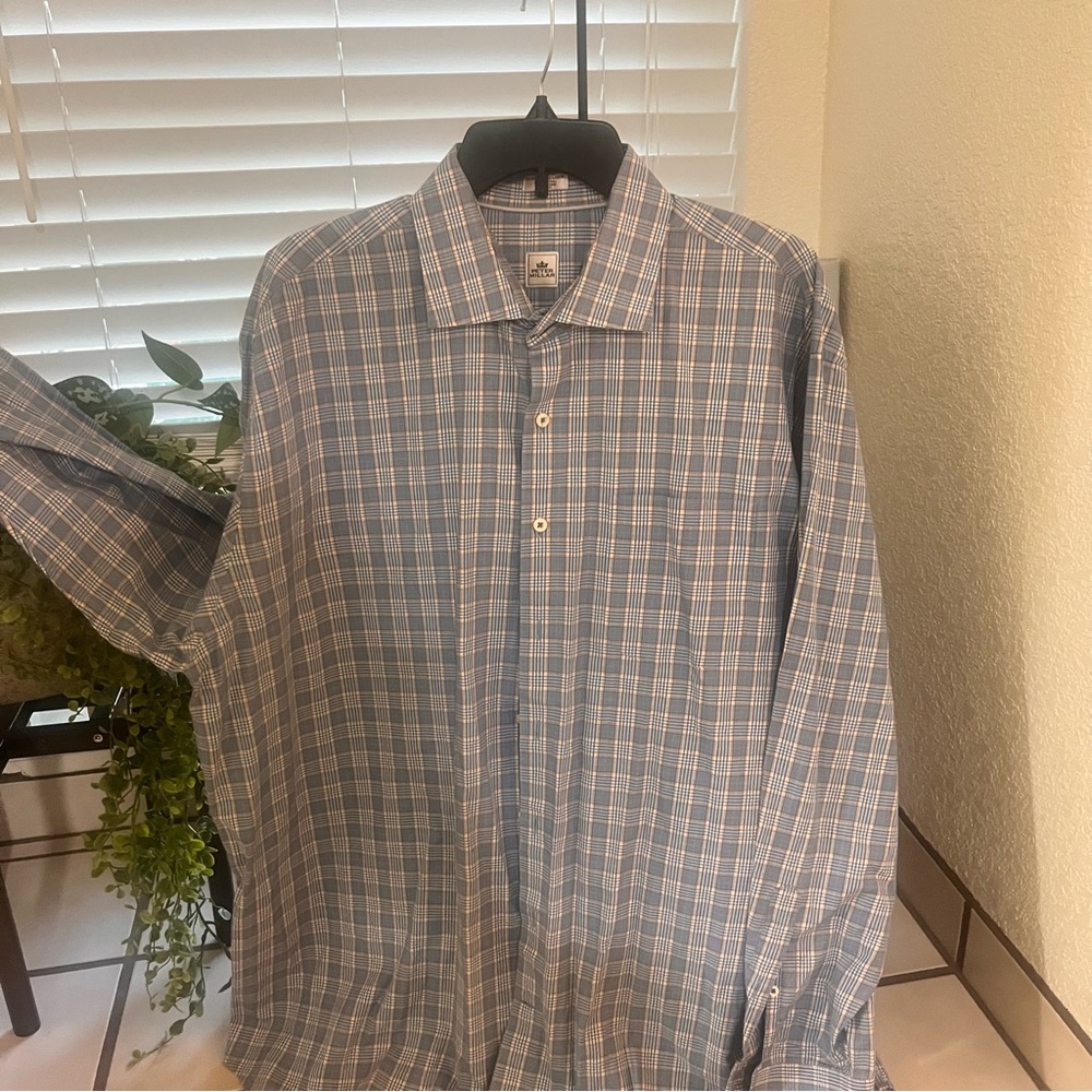 Peter Millar Gray Checkered Men's Shirt. Size XXL.